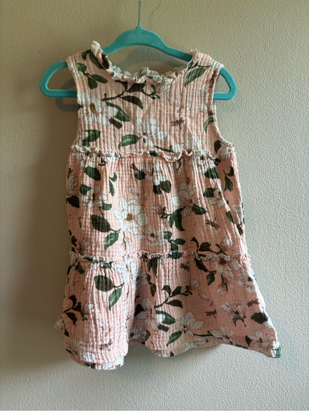Mud Pie Pink Magnolia Floral Ruffled Baby Dress